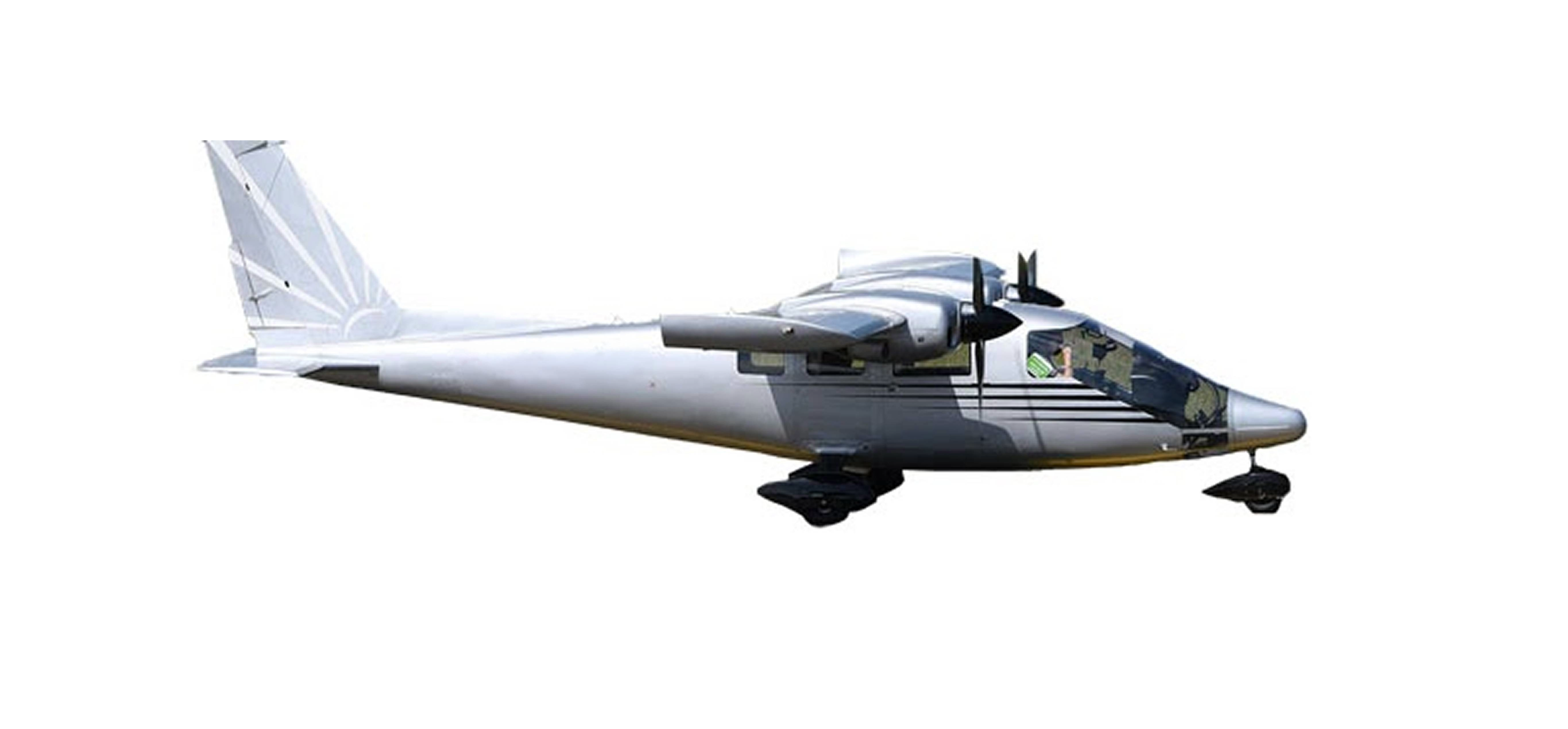 Partenavia P68 Un petit avion bimoteur blanc, équipé pour la surveillance d’ouvrage, s’élève sur un fond blanc, dévoilant son côté gauche avec ses hélices et son train d’atterrissage visibles.